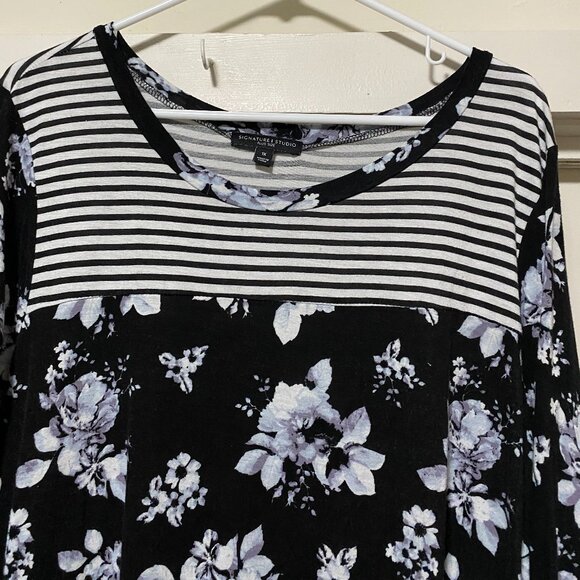 Signature 1 Studio, 3/4 length sleeve, black, white & gray tunic, size 1X - Picture 2 of 7